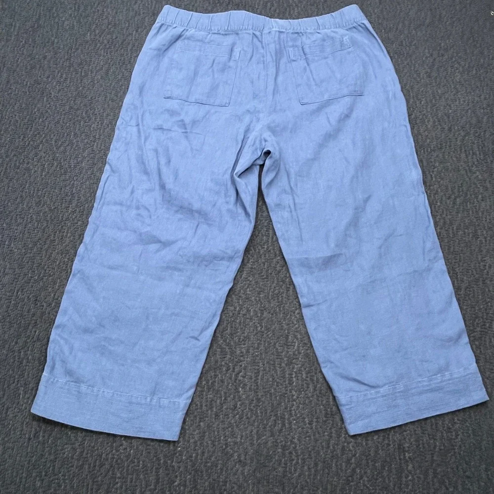 J. Jill Pure Jill Linen 2 Piece Set Top & Pants Wide Leg Indigo Blue M/L NWT
